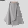 INCERUN Men Elastic Waist Irregular Pleated Gothic Skirt  Culottes