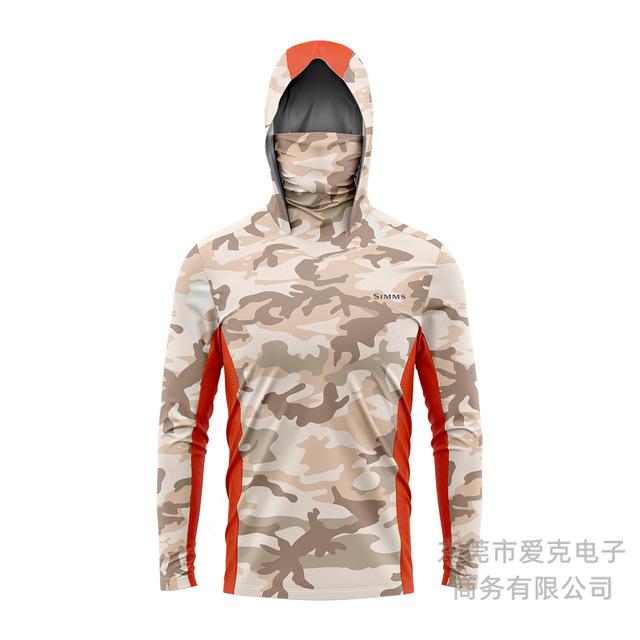 SIMMS Fishing Suit Fly Fishing Luya Hoodie Summer Men's Long Sleeve Sunscreen Clothing Hooded Mask Quick Drying Breathable