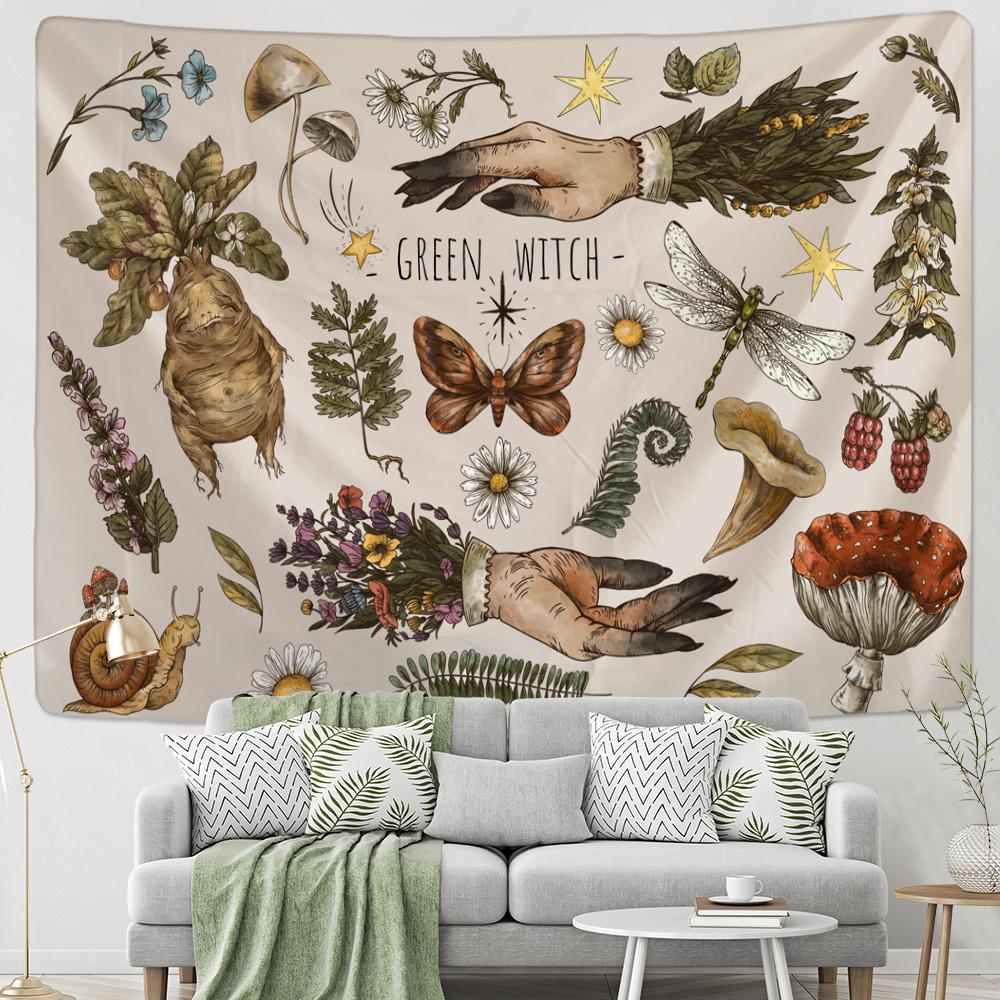 Psychedelic Abstract Plant Tapestry Wall Hanging Mysterious Tapiz Hippie Art Printed Background Cloth Home Decor