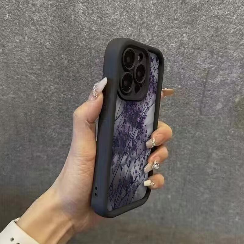 Purple Floral Phone Case For Motorola Moto Edge 70 50 Pro 60 Fusion 40 Neo G22 G24 G84 G86 G53 G14 G15 G35 G52 G60 G75 G54 Cover