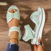 Large size platform sandals women's new wedge heel Velcro women's beach sandals