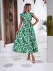 2026 New Summer Fashion Women's Ruffled Flutter Sleeve Lace-Up Printed Fairy Dress