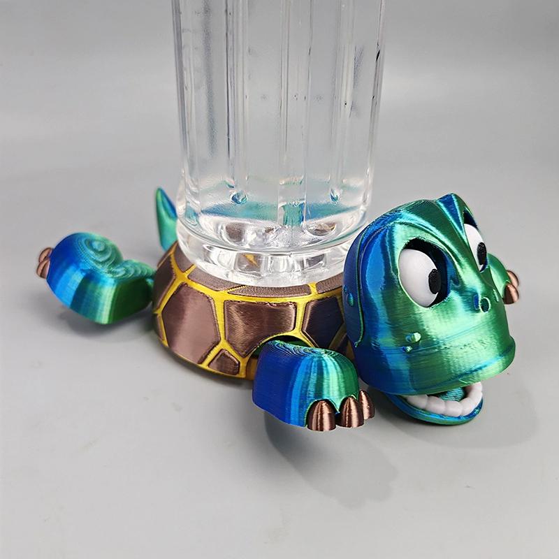 3D Printed Turtle Coaster Creative Surprise Turtle Mouth Opening Interactive Game Funny Turtle Coaster Multi-Jointed Decoration