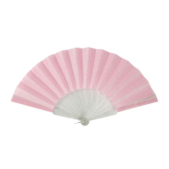 Summer Folding Fan with Glitter Powder Portable Plastic Ribs Hand Fan Men Women Dance Performance Props Party Favors