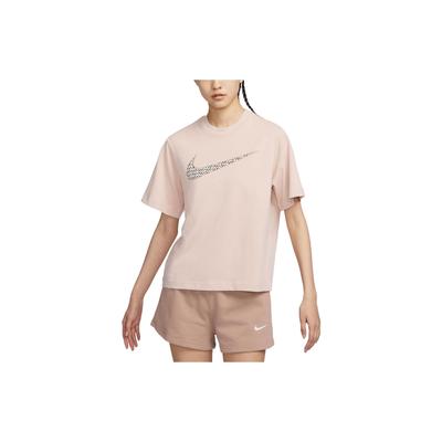 Roupa Esportiva Estampa de Logotipo Caimento Solto Respirável Casual Camiseta de Manga Curta Mulheres Camisetas Areia-Branco FJ2714-126