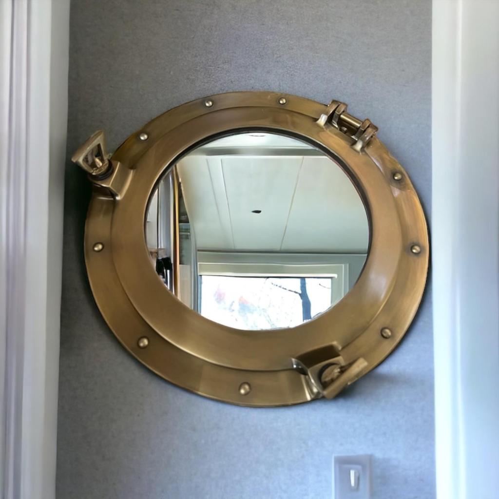 Brass or Silver Ship Porthole Mirror of Glass Aluminum Boat Porthole Wall Decor for Bedroom & Bathroom Halloween Unique Gifts