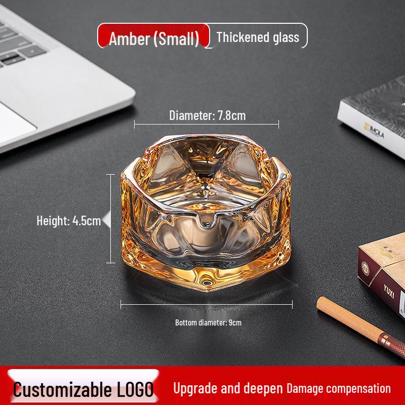 Crystal Glass Ashtray: Elegant, Fly-Repellent Design for Home or Office