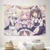 ZLIENSZUS Nekopara Anime Wall Hanging Tapestry Calming Maid Cat Girl Art for Office Study Bedroom Machine Washable