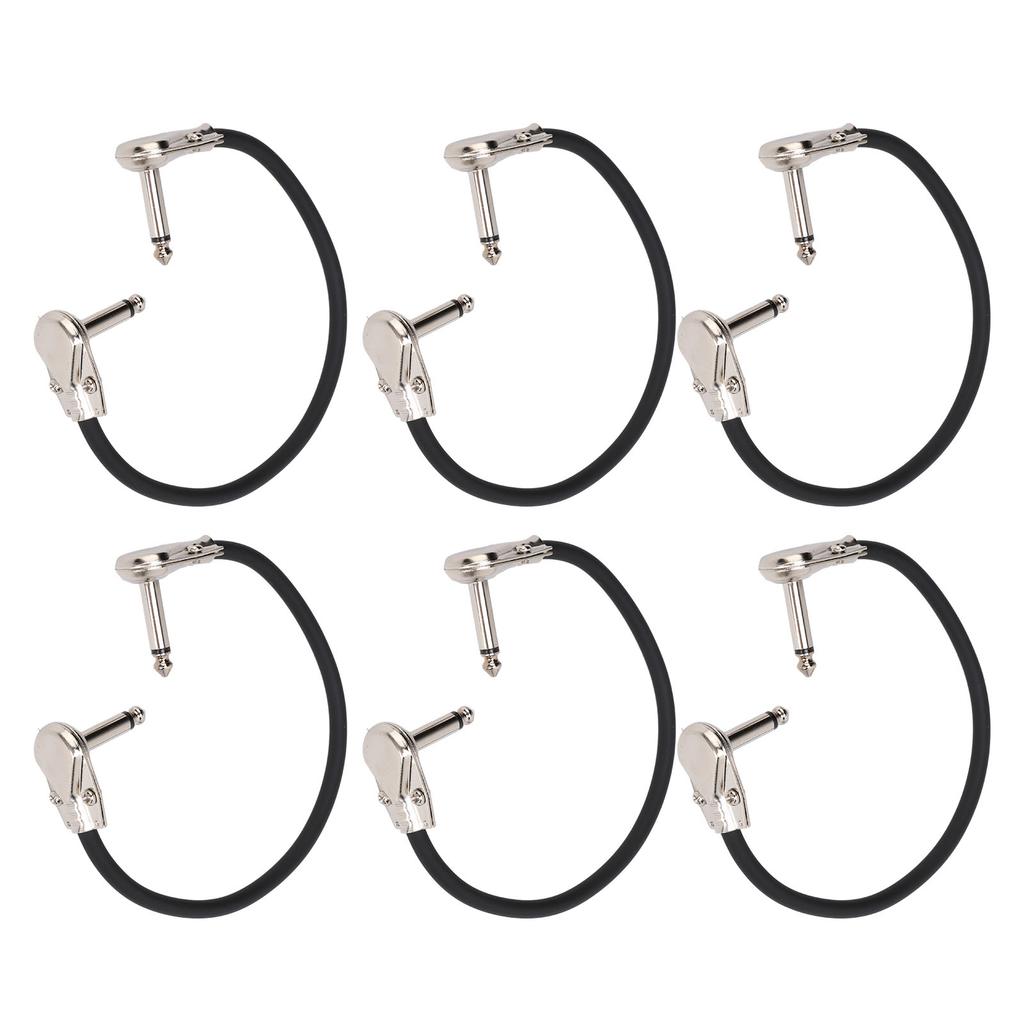6Pcs Electric Guitar Effect Cable 1 4in Right Angled Guitar Pedal Cord Patch Cable 30cm Flat Head Silver