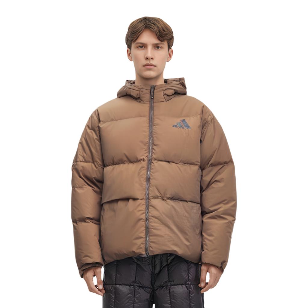 adidas Basic Down Jacket Outdoor Casual Sports Zip Hooded Down Coat Men Jackets Brown JG5943