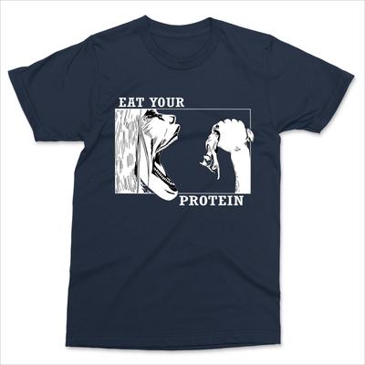 Vintage Funny Eat Your Protein Anime Gym Pump Bodybuilding Fitness T-Shirt Men Women Cotton Tees T Shirts Printing Clothes Top