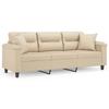 VidaXL 3-seater Sofa with Cream Pillows 180 Cm Microfiber Fabric, Sofa, Living Room Sofa, Three-seater Sofa, Sofa 3200981