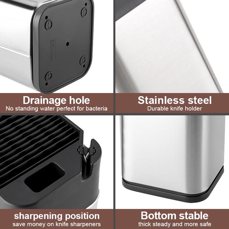 Multi-Functional Stainless Steel Knife Stand with Built-in Sharpener
