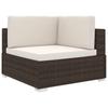 Modular Corner Armchair with Cushions Poly Rattan Brown