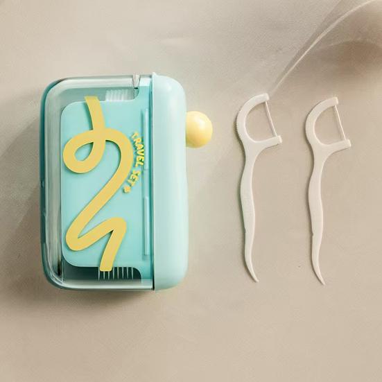 Dispenser automatico pop-up per filo interdentale, scatola compatta e portatile per filo interdentale con portaclip ricaricabile per uso domestico, in auto, in campeggio