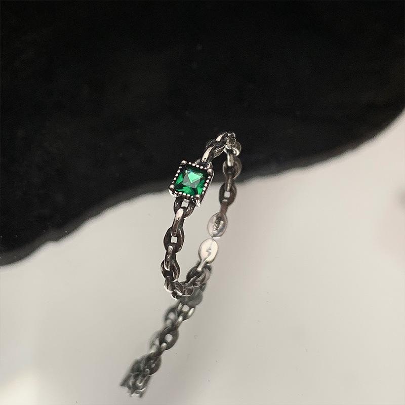 925 Sterling Silver Square Green Zircon Adjustable Rings For Women Wedding Engagement Jewelry Accessories Jewellery Moneys 925