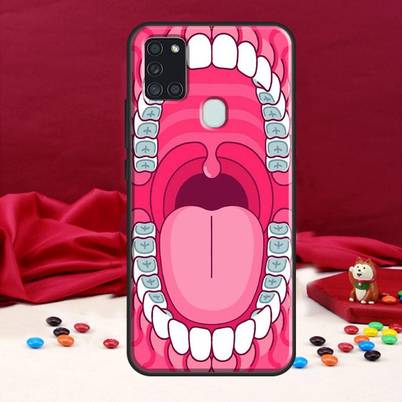 Zahnarzt Zahn Muster Hülle für Samsung Galaxy A34 A54 A14 A12 A22 A32 A52 A51 A71 A50 A53 A73 A13 Rückseite