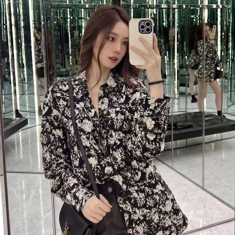 

SLP France Loose Silk Casual Long Sleeve Shirt Black S