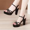 Size 32-43 Woman High Heels Sandal Ladies Summer Women Office Party Shoes Female Patent Leather Platform Heel Elegant Sandal