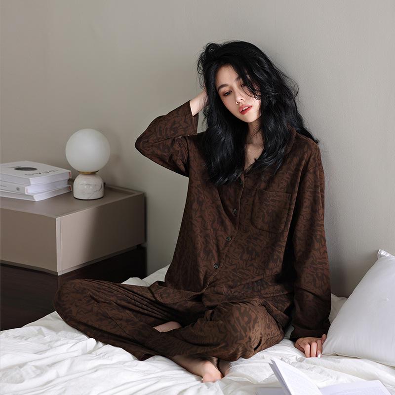 Antibakterielles Modal-Pyjama-Set für Damen - Weich, Langarm mit Brustpolstern, Neuer Chinesischer Stil, Perfekt für Frühling, Herbst und Winter.