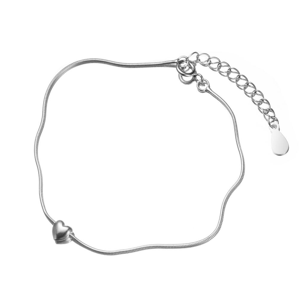 S925 Sterling Silver Love Heart Snake Bone Chain Bracelet Cute Dainty Women Jewelry