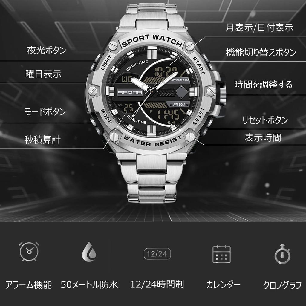 RORIOS Herren-Quarz-Uhr mit Datumsanzeige, Leuchtendes Zifferblatt, Leicht, Multifunktional, Wasserdicht, Perfekt für Sport, Arbeit und Pendeln,