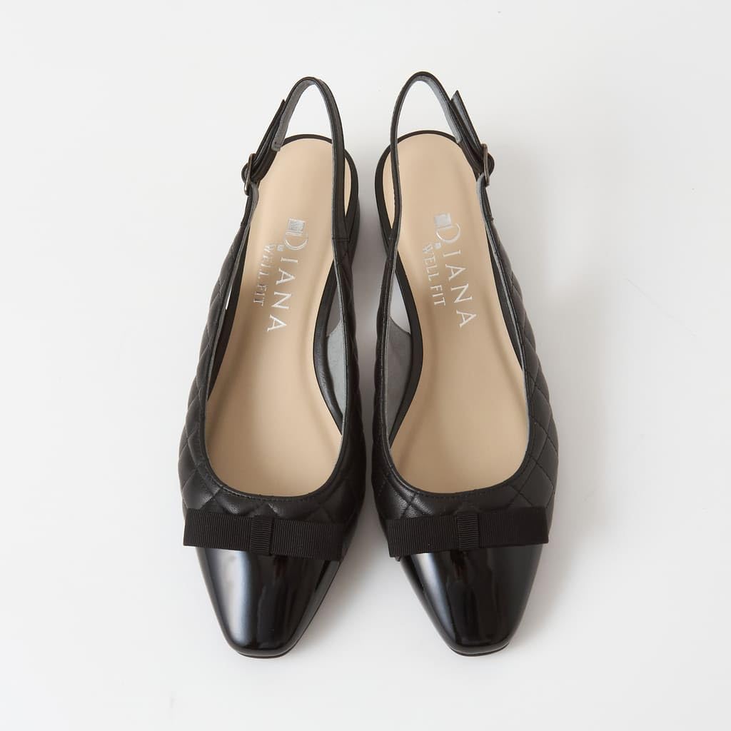 Diana Welfare Flache Schuhe mit niedrigem Absatz, hergestellt in Japan, Schwarz, 119015200012 [Diana], 24,0 cm