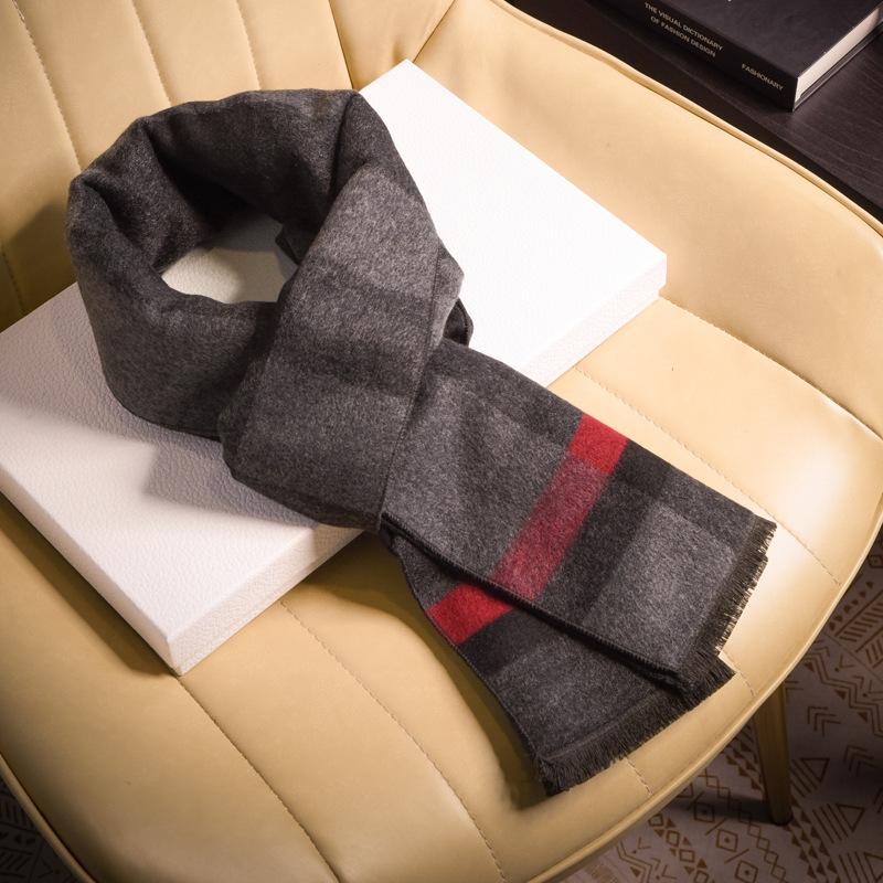 Red wool scarf men's fashion versatile high-end plaid winter dad old man trend scarf