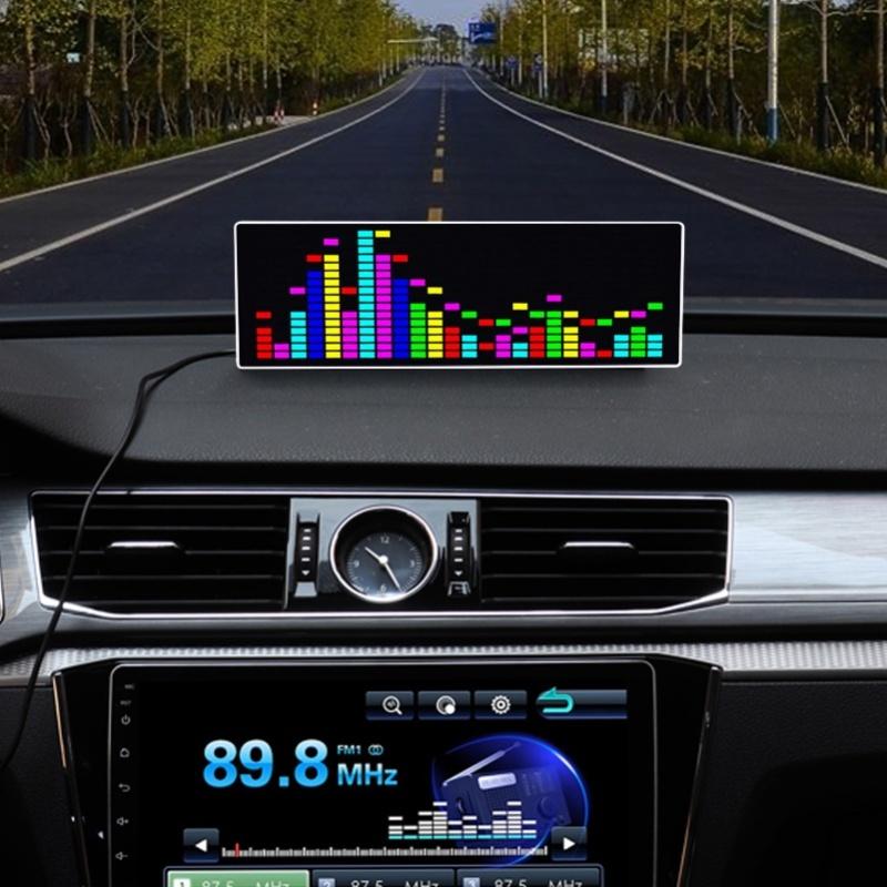 LED Music Spectrum Display USB Powered RGB Colorful Voice Controlled Rhythm Light With Electronic Clock Function