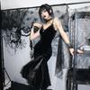 Damska sukienka na Halloween Cosplay z koronkowym dekoltem w serek, ramiączkami spaghetti, rybi ogon, ciemny styl, gotycki, średniowieczny, vintage, bez rękawów, występ na scenie