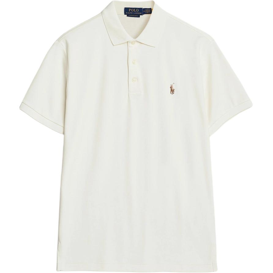 

Polo Ralph Lauren Embroidered Button Slim Fit Short Sleeve Polo Shirt Men tops Light-Cream 710704319-168 M