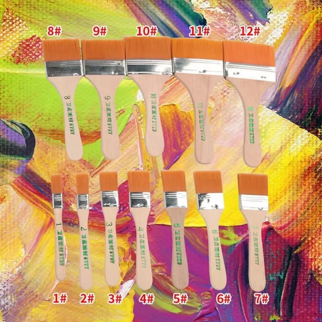 12Pcs Nylon Paint Brush Set - High-Quality Synthetic Bristles For Acrylic, Oil, Watercolor, Drawing, And Art Supplies