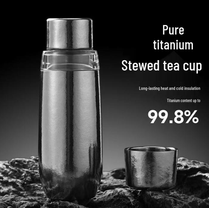 High-End Pure Titanium Insulated Cup with Mechanical Temperature Display and Tea Infuser - Portable and Perfect for Business Gifts