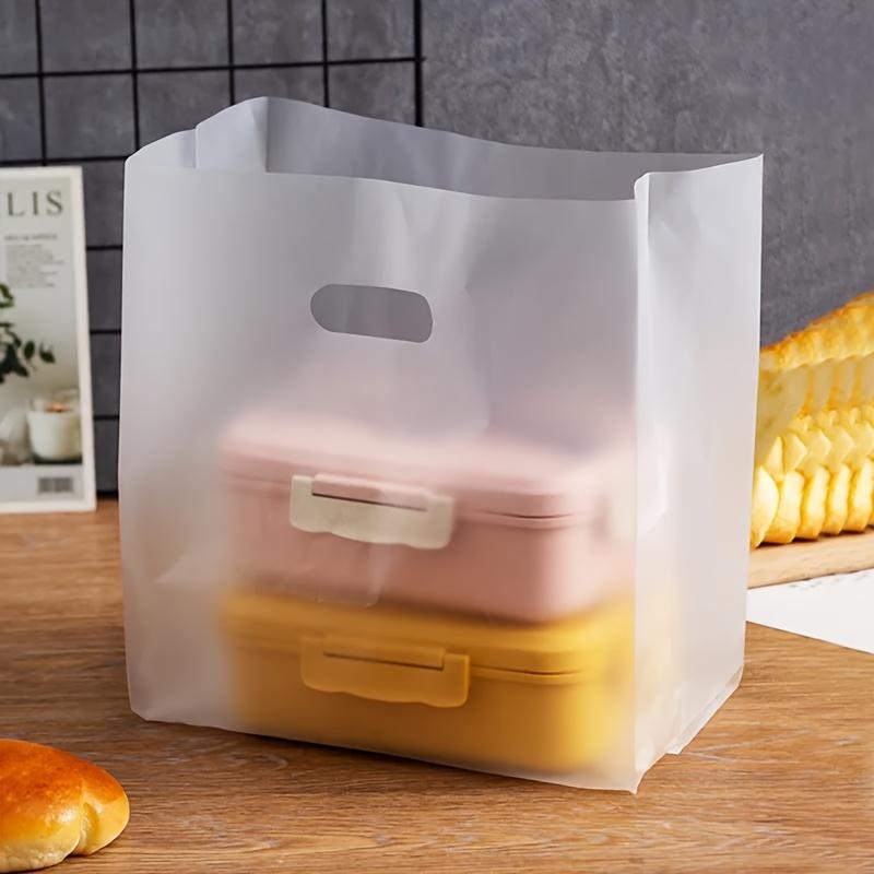 50Pcs/Pack Transparent Plastic Gift Bags with Handles - Ideal for Salads, Cakes, Pizza, Bread, Desserts, Cookies, and Candy - Perfect for Weddings