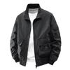 Men's Trendy Korean Style Stand Collar Bomber Jacket - Windproof, Solid Color for Spring & Autumn Outdoor Sports