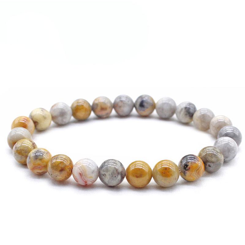 Natural Stone Bracelets Natural Healing Energy Tiger Eye Bracelet Polished 8 MM Crazy Stone Beads Bangle Elastic Pulsera
