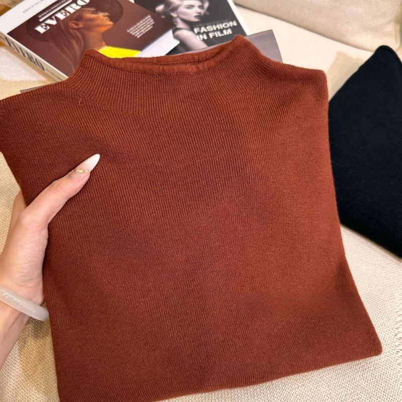 Casual Turtleneck Knitted Long-sleeved Base Shirt Women's Winter Autumn Solid Slim Warm Sweater Korean Version Simple Tops Underwear