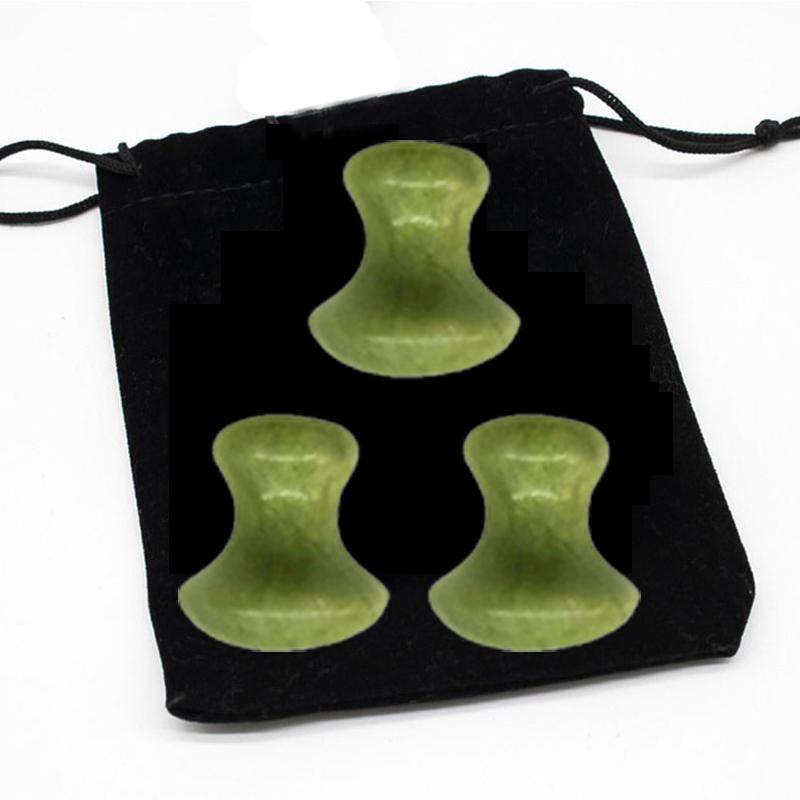 

3pcs Rose Quartz Jade Mushroom Facial Massager Natural Stone Gouache Scraper Gua Sha Face Lift Beauty Tool With Black Velvet Bag