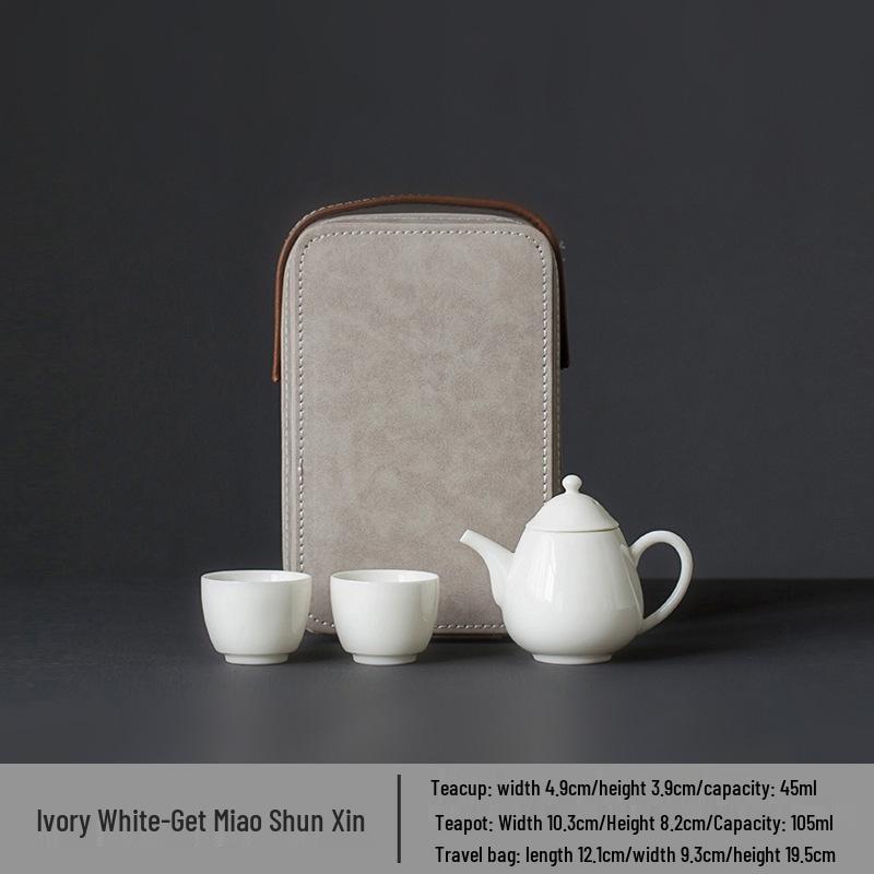 White Porcelain Gaiwan Tea Art Training Set with Portable Bag