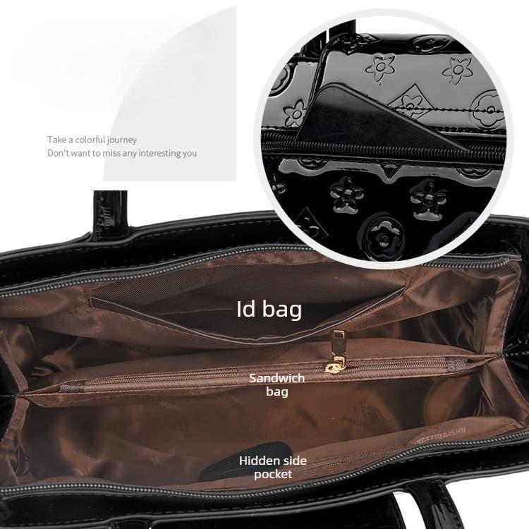 Geprägte glänzende Boston-Tasche Damen-Umhängetasche