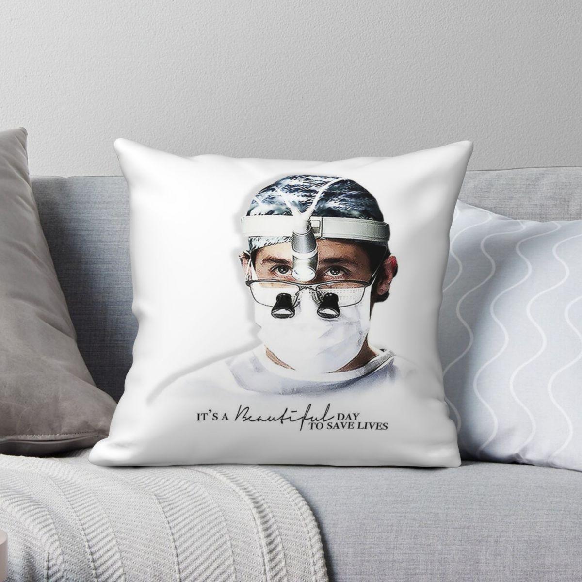Green Harvest Unisex Grey 'S Anatomy Derek Shepherd Square Pillowcase Polyester Linen Velvet Creative Decorative Pillow Case Car Cushion Cover 45X45