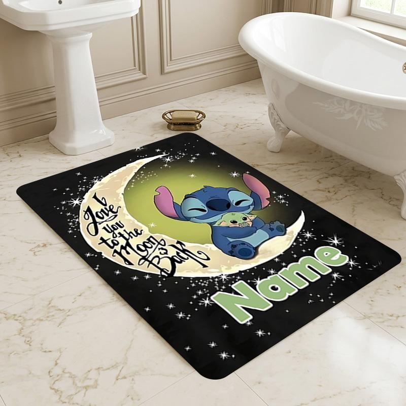 Personalized Name Stitch Fantasy Living Room Non-Slip Area Rug Soft Carpet for Bedroom Kids Playroom Sofa Office Home Decor Doormat