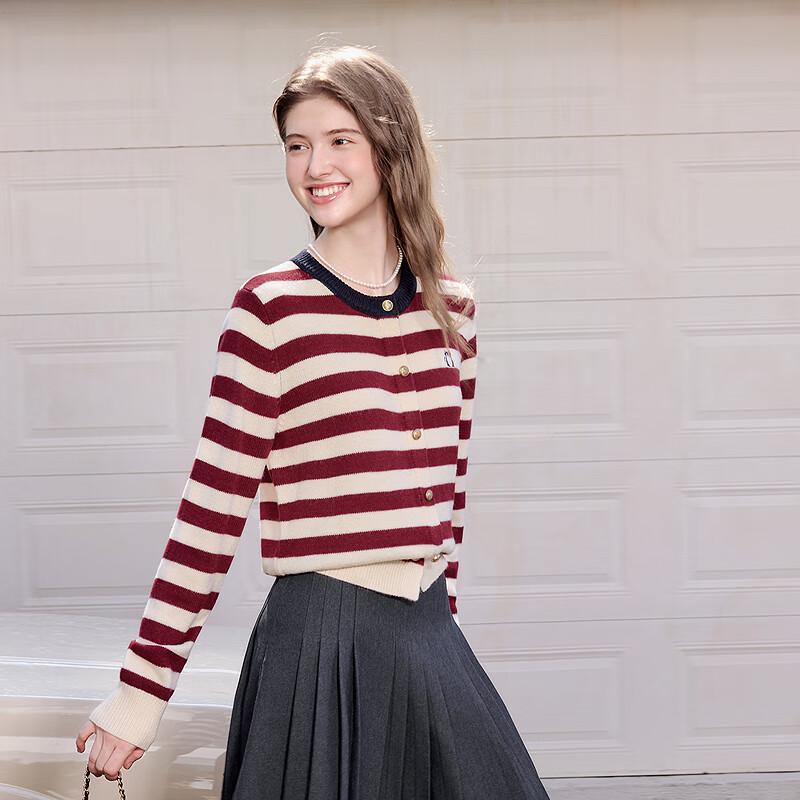 Betu Women's Color-block Stripe Knitted Long-Sleeve Top