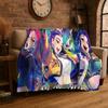Kpop Rumi Mira Zoey Cartoon Group Flannel Blanket Soft Warm Throw Blanket for Bedroom Living Room Bed Travel Gift