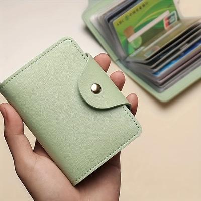Porta-Cartões Clássico de Couro Sintético para Mulheres, Clutch Elegante com Fecho de Fivela, Carteira de Cartões Portátil com 26 Compartimentos, com Porta-Moedas