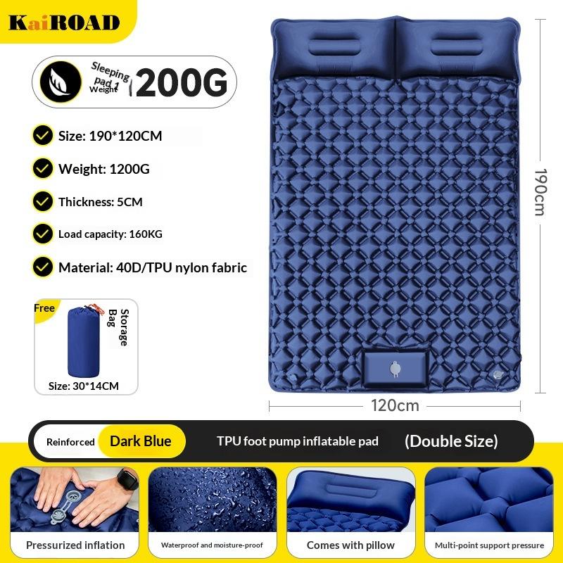 Outdoor Camping Double Inflatable Mattress Ultralight Waterproof Folding Bed for Outdoor Hiking Backpacking Car Travel