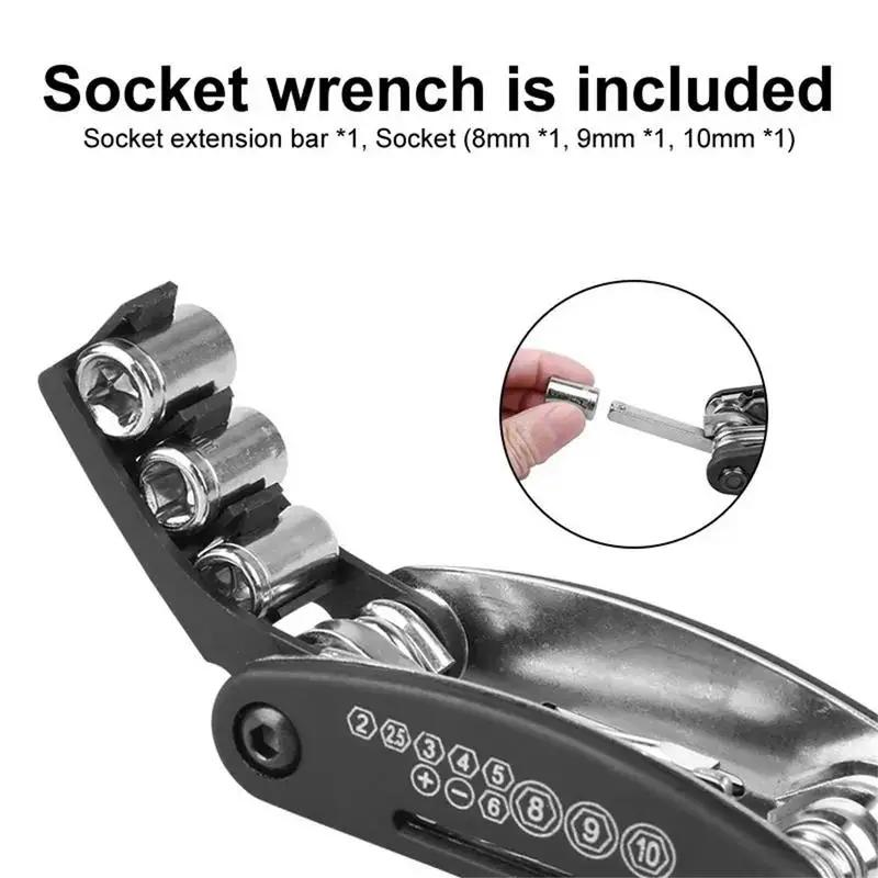 16-in-1 Ergonomic Cycling Multi Tool: Comprehensive Repair Kit for All Types of Bicycles