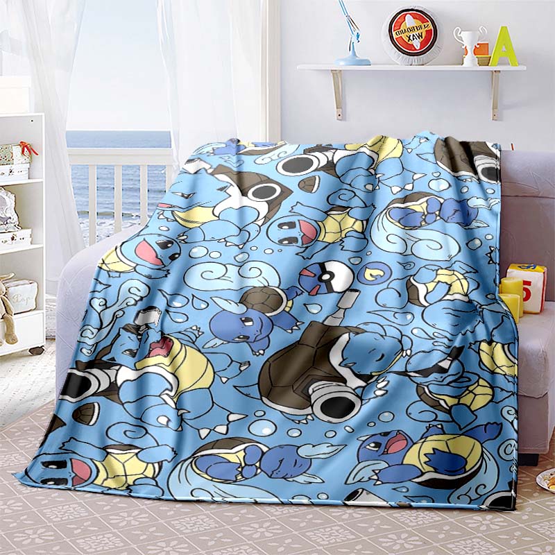 Pokem-Squirtles Decorative Blanket School Bedroom Decoration Fluffy Soft Blankets for Bed Bedspread the Sofa Throw Warm Winter89