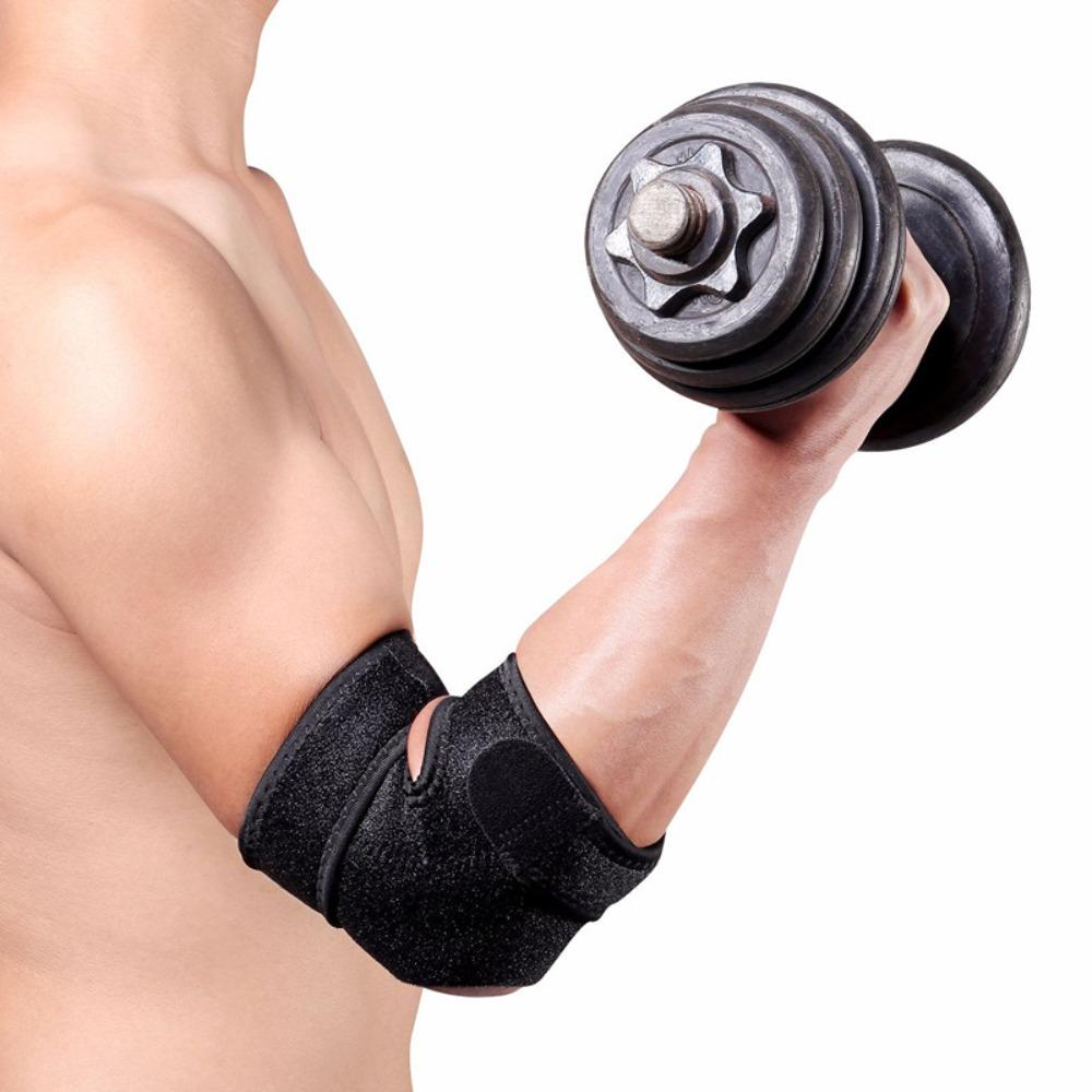 Sports Safety Neoprene Elbow Support Black Adjustable Arm Sleeve Pad Spring Support Breathable Elbow Pads Gym Sports белый
