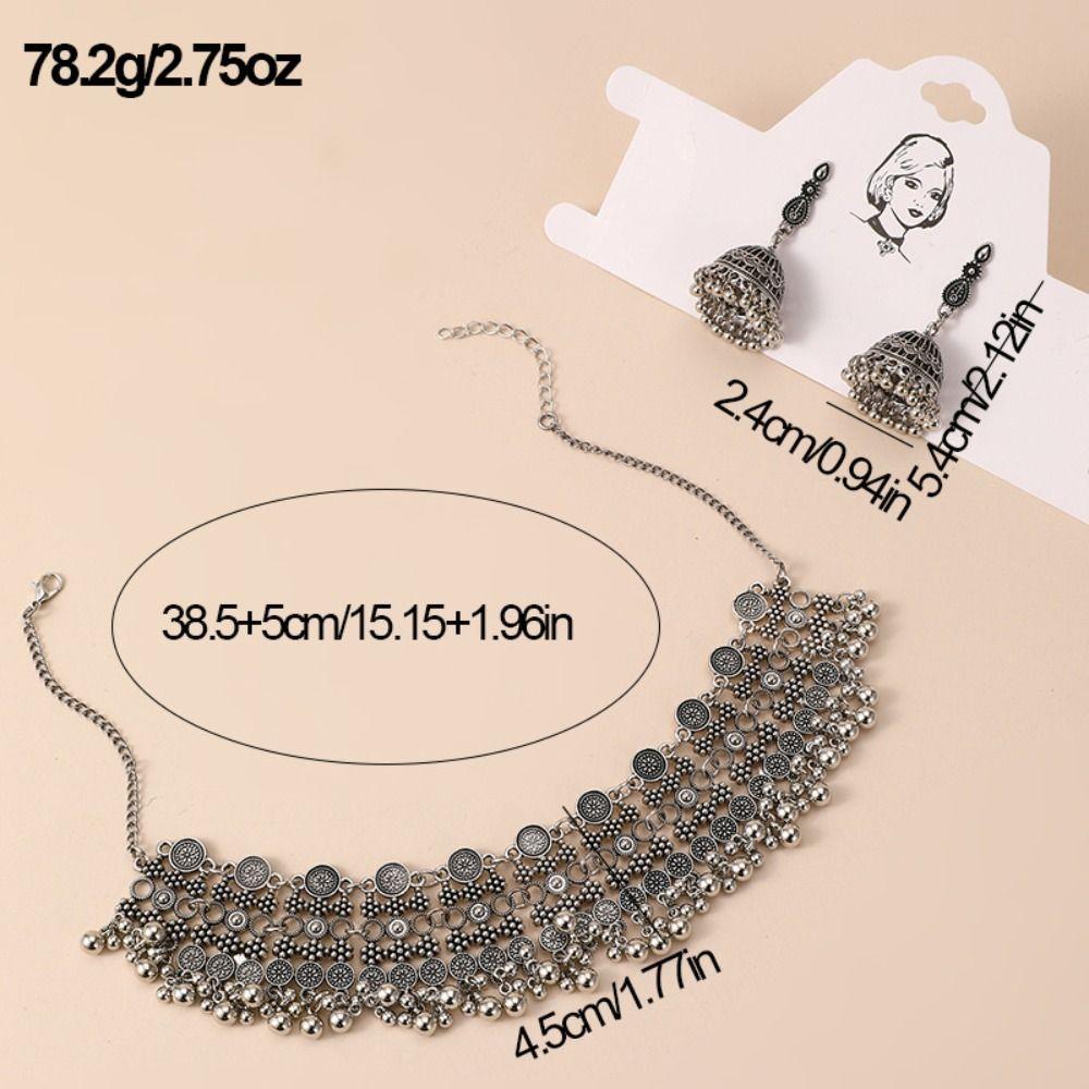 Hollow Tassel Necklaces Earrings Geometric Golden Jewelry Earrings Necklaces Jewelry Set Women